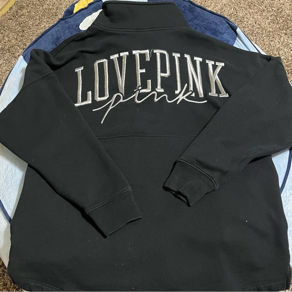 Black Half-Zip Sweater With Subtle Script Logo - image 3